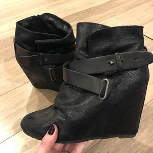 Aldo black wedge bootie